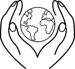 Hands around the earth for volunteers and helping people