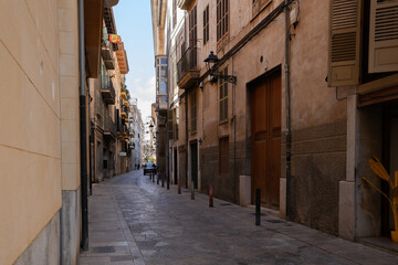 typical old small street of Palma, Mallorca island (Spain, the Baleares)
