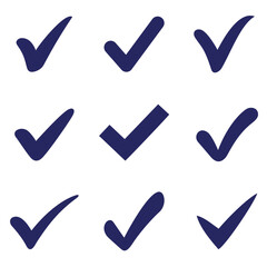 Set of check mark vector icons.