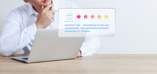 Satisfaction Survey Concept Reviews Customer Quality Assessment, Customer Rating on Smartphone,...