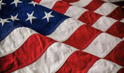 USA flag close up. US of America national holiday celebrate background.