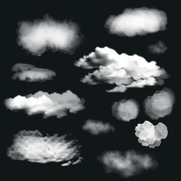 Isolated clouds on black background