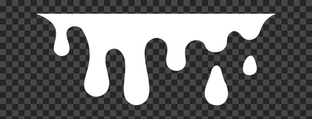 White melt drips, milk yogurt flowing drops. Vector graffiti paint drip blobs