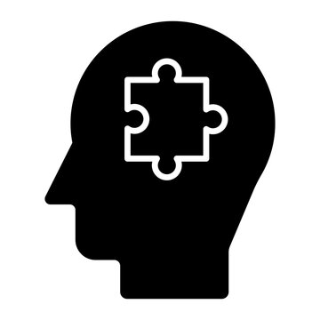 Puzzle Piece Inside Mind, Icon Of Problem Solving