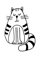 Fototapeta na wymiar Cute handdrawn cat. Funny doodle kitty. Vector cartoon illustration