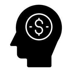 Dollar inside brain, icon of investor