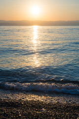 golden sunrise at the beach, adriatic ocean croatia