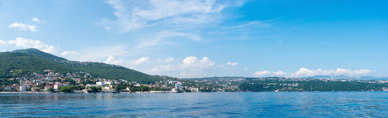 coastal panorama landscape Opatija, view from boat trip, croatia