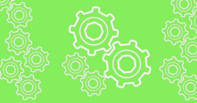 white gear machine animation with green screen