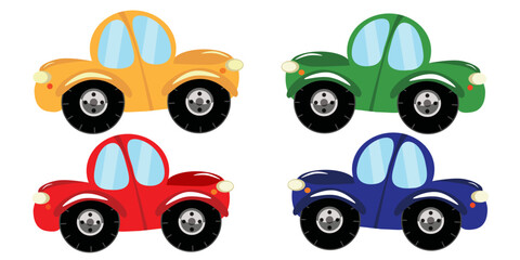 Сhildren multicolored toy cars for boys and girls. Illustration for kids