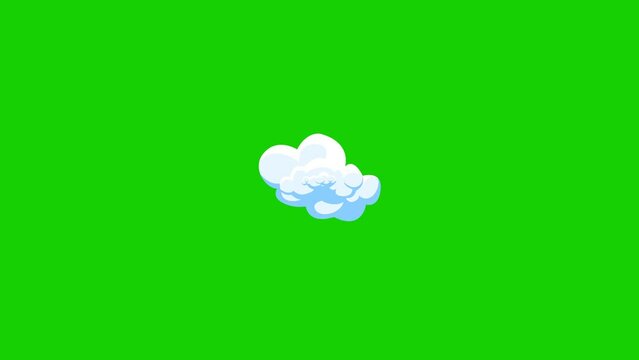 Cartoon cloud transitions on green screen. Cartoon cloud transitions with alpha channel. Key color, color key, alpha channel. 