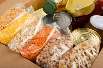 Survival set of nonperishable foods in carton box