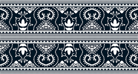 Abstract ethnic geometric print pattern design repeating background texture in black and white. EP.86