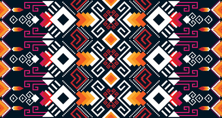 Abstract geometric vertical seamless pattern design indigenous black background EP.3