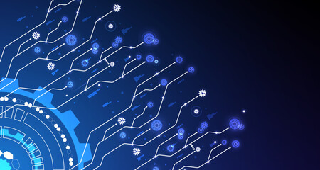 Obraz premium geometric gear pattern digital circle technology network engineering design futuristic EP.2