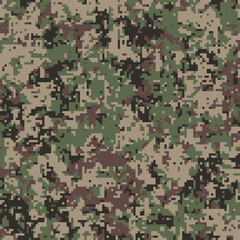 Pixel camouflage for a soldier army uniform. Modern camo fabric design. Digital military vector background.