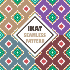Ikat tribal seamless pattern Ethnic and boho textile.Geometric oriental illustrations. Embroidery style. background can be changed as desired. EP.23