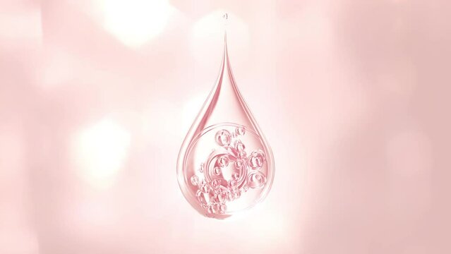 Pink collagen serum or essence drop, gluta cosmetic product Background.