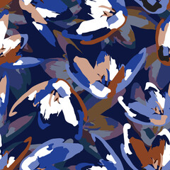 seamless plants pattern background with mixed multicolour flowers , greeting card or fabric