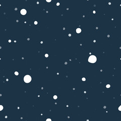 Seamless vector pattern of flying winter snow. White fluffy flakes of snow float.