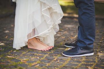 Bride and groom on their wedding day