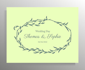 Vintage wedding invitation design. Vector template for card, poster.