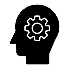 Person with gear and lightbulb, solid design of creative thinking