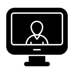 Avatar inside monitor, icon of video call