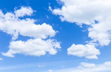Blue sky with white cloud background, nature and weather concept