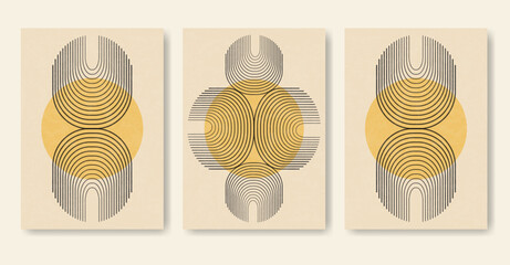 Arch poster set in minimalistic style with texture.