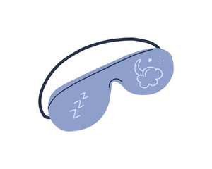 Sleeping eye mask. Cute blinfold with zzz, moon, cloud, stars doodle elements. Sleepwear accessory. Vector illustration