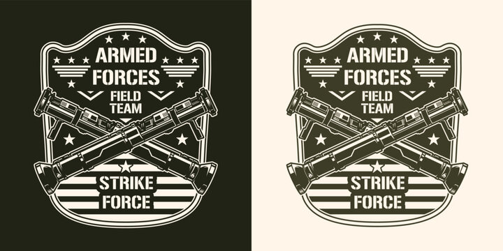 Military forces monochrome vintage sticker