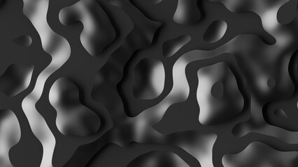 3d render, abstract black background, wallpaper with rippled texture