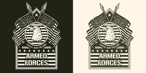 Military forces vintage monochrome logotype