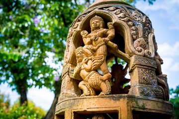 Details and fragments of old traditional buddhist temple in Thailand