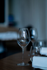 empty glass of water on the table with blur background