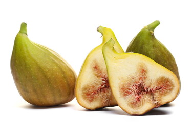 Fresh ripe half figs isolated on white 