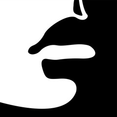 Obraz premium vector black and white light and shadow isolated image of beautiful female lips shaped by shadow. useful for poster, logo, print, web and graphic design, advertising of beauty treatments, lipsticks.