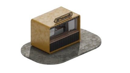 kiosk food market 3d rendering