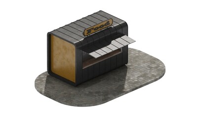 kiosk food market 3d rendering