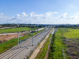 Obraz na płótnie Canvas Railway in Israel at daylight