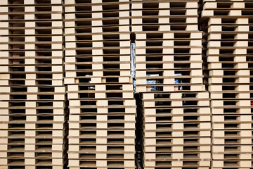 Stacked modern cardboard pallets, logistic and transportation packaging innovation.