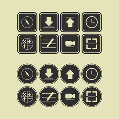 Set of smartphone menu icons for design. Consists of two versions, square and round.