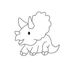 Vector isolated cute cartoon dinosaur baby dino toy colorless black and white contour line drawing © MariMuz