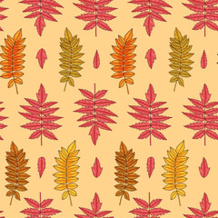 Naklejka na ściany i meble Autumn leaf seamless pattern.