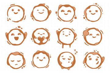 Coffee mug stain character collection.