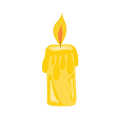 Candle simple vector cartoon flat style illustration, clipart useful for Christmas or Halloween holiday decoration, witchcraft attribute doodle hand drawn image, gothic mystical design