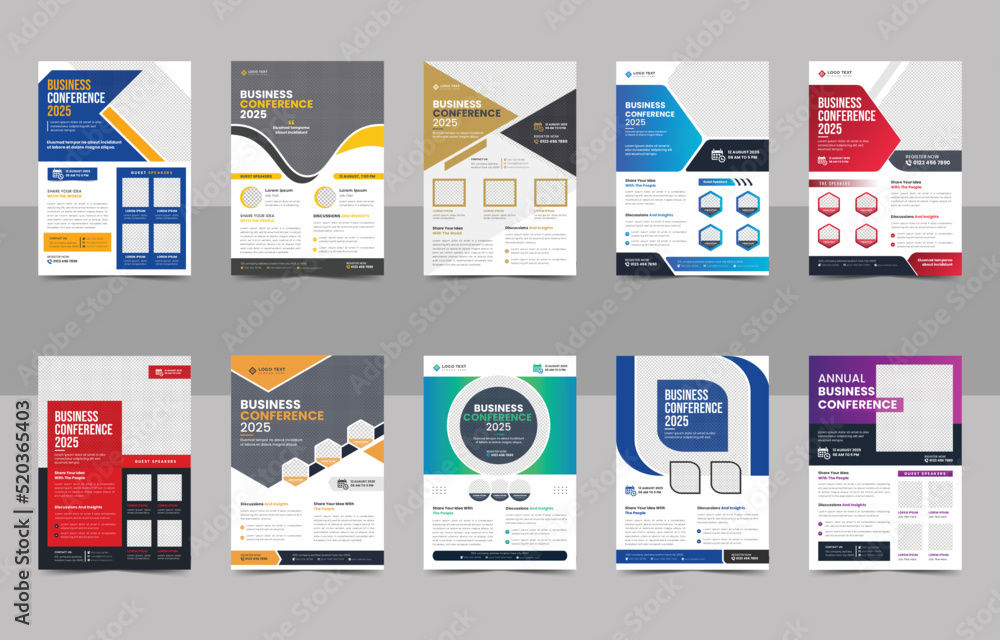 Wall mural creative corporate business conference flyer brochure template bundle or annual business event flyer