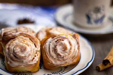 Coffee and cinnamon rolls 