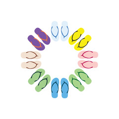 vector illustration of colorful circular sandals on a white background